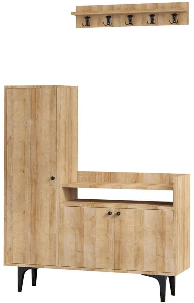 Έπιπλο Εισόδου Barney 393MRD1205 120x35x116cm Oak Πλαστικό,Μοριοσανίδα