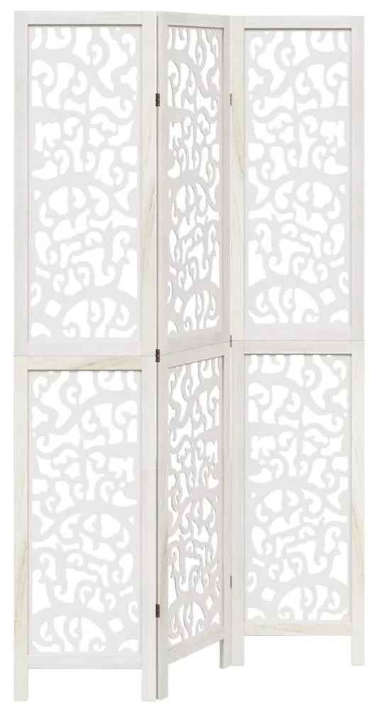 vidaXL Διαχωριστικό Χώρου με 3 Πάνελ Λευκό από Μασίφ Ξύλο Παυλώνιας