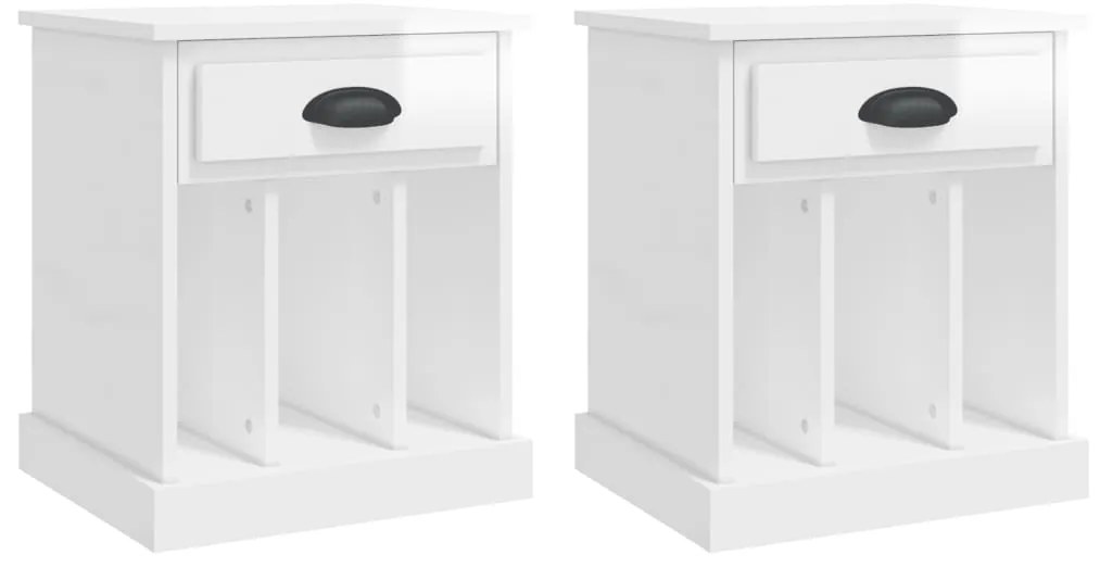 vidaXL Κομοδίνα 2 τεμ. Γυαλιστερό Λευκό 43x36x50 εκ.