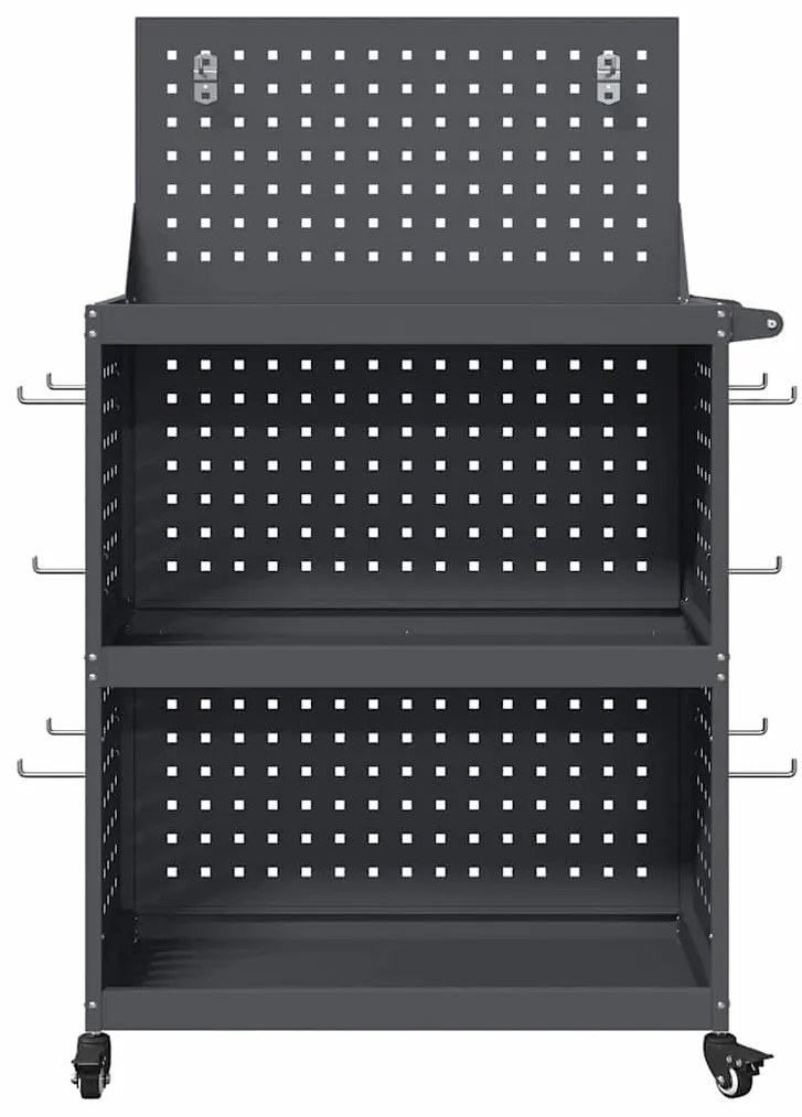 vidaXL Καρότσι εργαλείων με ράφι με τροχούς Ανθρακί 65 x 35 x 111 εκ