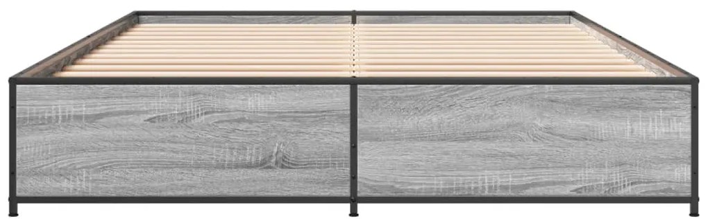 vidaXL Πλαίσιο Κρεβατιού Γκρι Sonoma 150x200 εκ. Επεξ. Ξύλο &amp; Μέταλλο