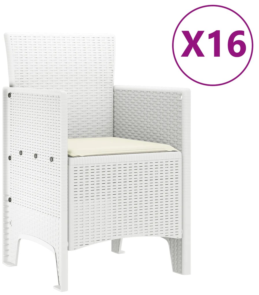 vidaXL Σετ Τραπεζαρίας Κήπου 17 pcs Λευκό Large Ψάθα / Μέταλλο