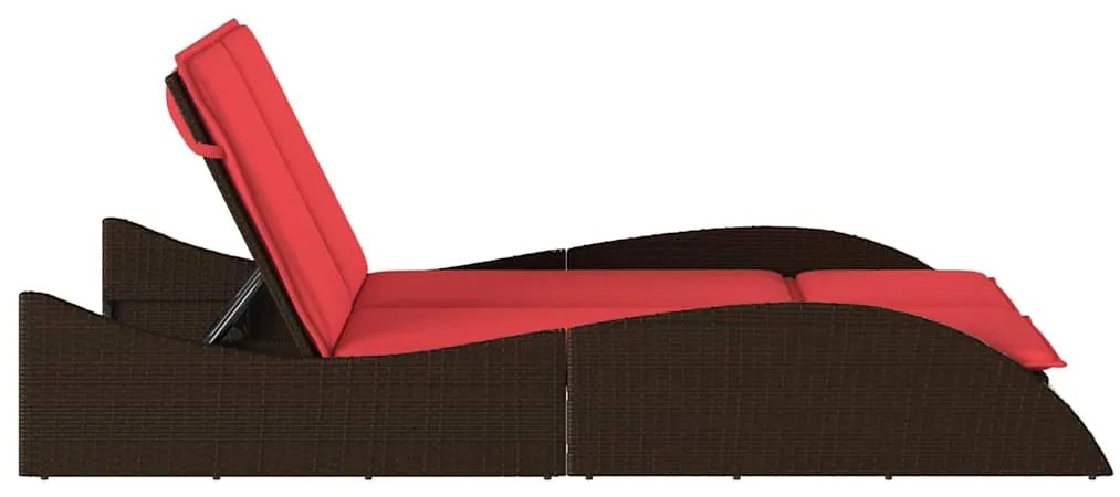 vidaXL Ξαπλώστρα με Μαξιλάρια Καφέ 114 x 205 x 73 εκ. από Συνθετικό Ρατάν