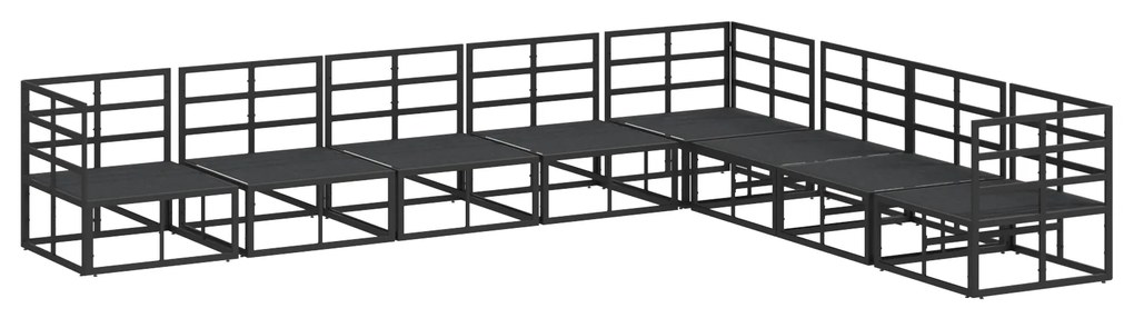 vidaXL Σετ Καναπέ Κήπου 8 pcs Μαύρο 353 x 283 x 71 εκ. Αλουμίνιο