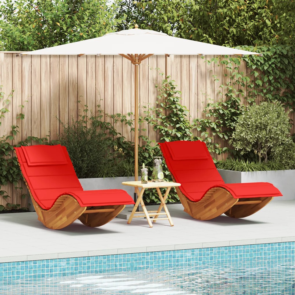 vidaXL Ξαπλώστρα 2 pcs Καφέ 60 x 154 x 74εκ Μασίφ ξύλο ακακίας