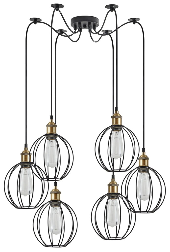 SE21-BR-10-BL6-GR2 MAGNUM Bronze Metal Pendant Black Metal Grid with Black Fabric Cable+ HOMELIGHTING 77-8711