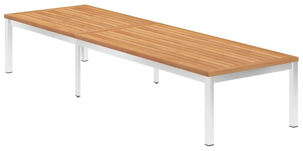 vidaXL Ξαπλώστρα από Μασίφ Ξύλο Teak και Ανοξείδωτο Ατσάλι με Μαξιλάρι