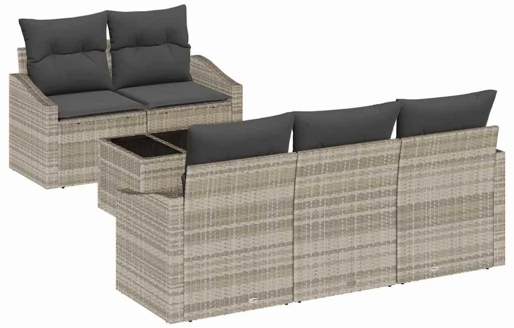 vidaXL Σετ Καναπέ Κήπου με μαξιλάρι 6 pcs Ανοιχτό Γκρι, Σκούρο Γκρι