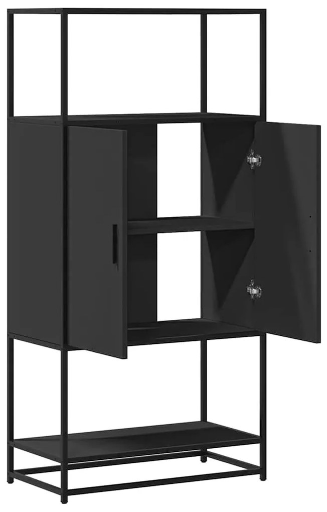 Ντουλάπι Μαύρο από 68x35x139 cm Επεξεργασμένο Ξύλο και μέταλλο - Μαύρο