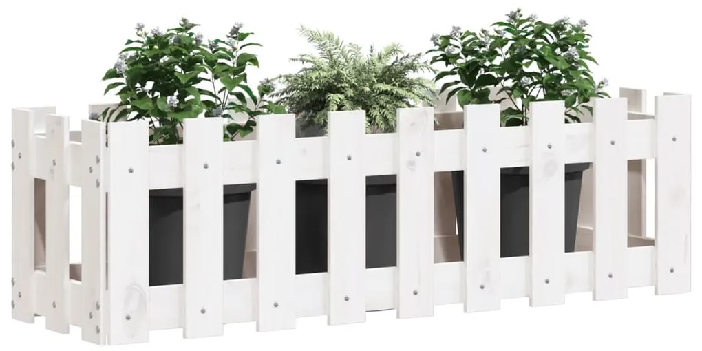 vidaXL Ζαρντινιέρα Υπερυψωμένη Σχ Φράχτη Λευκή 100x30x30εκ Μασίφ Πεύκο