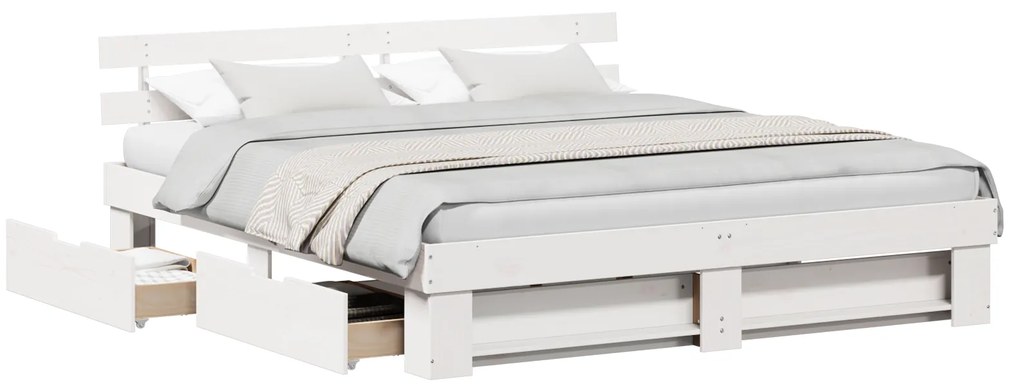 vidaXL Σκελετός Κρεβατιού Λευκό 180 x 200 cm Μασίφ ξύλο πεύκου