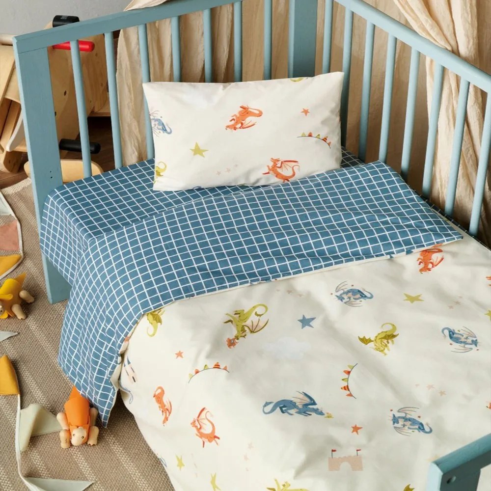Σεντόνια Βρεφικά Poldo (Σετ 2τμχ) Blue-Multi Kentia Λίκνου 70x120cm 100% Βαμβάκι