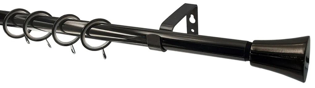 Κουρτινόξυλο Φ28mm Μονό Επεκτεινόμενο 160-300cm Με Άκρα Grace Nikel Black 999296