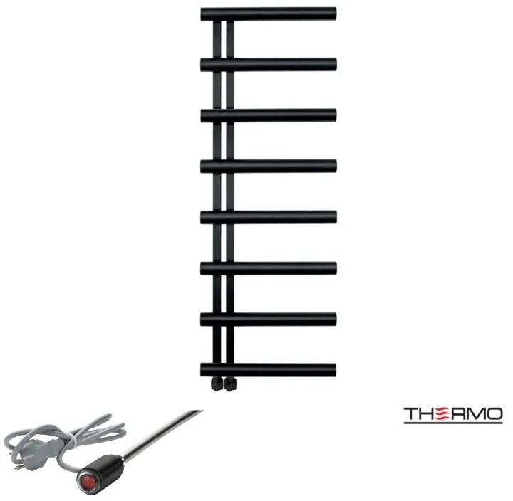 Thermo ACCENT Θερμαινόμενη πετσετοκρεμάστρα από ανοξείδωτο χάλυβα με ηλεκτρική λειτουργία 138x50cm Silk Black