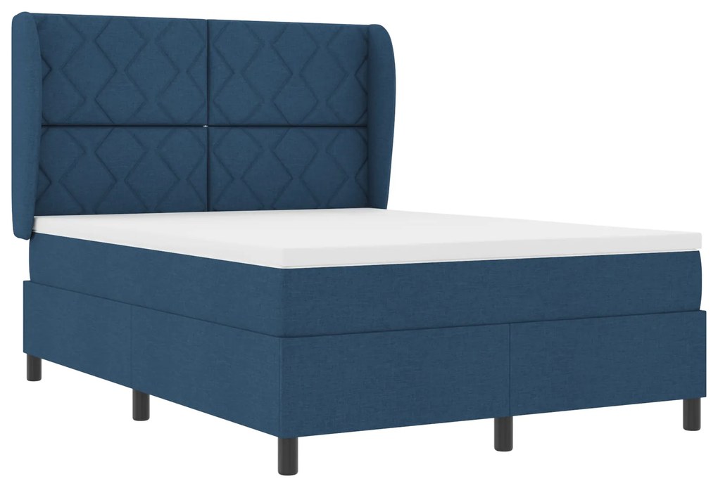 vidaXL Κρεβάτι με Στρώμα Box Spring - Μπλε, 140x190 εκ., Ύφασμα