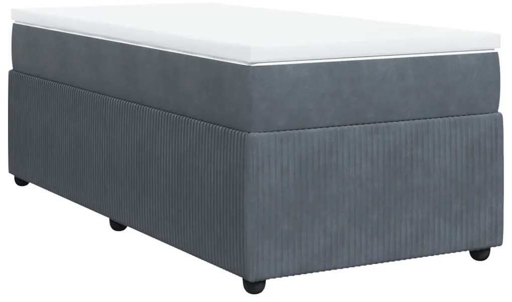 vidaXL Κρεβάτι Boxspring με Στρώμα Σκούρο Γκρι 100x200 εκ. Βελούδινο