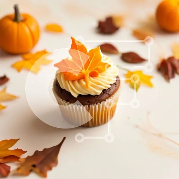 Intra Συλλεκτικό Ξύλινο Παζλ Plywood  4mm - Λαχταριστό Cupcake με φθινοπωρινή διακόσμηση Σε Ξύλινο Κουτί - Διαστάσεις: 10x10 cm – 25 κομμάτια