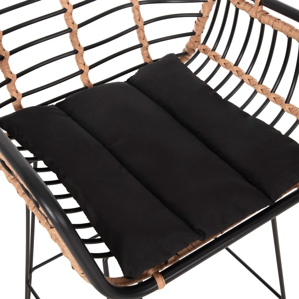 ΣΚΑΜΠΟ ΜΠΑΡ ALLEGRA  ΜΕΤΑΛΛΟ&amp;ΜΑΞΙΛΑΡΙ ΜΑΥΡΟ-WICKER ΜΠΕΖ 55x54x108Υεκ. 55x54x108 εκ.