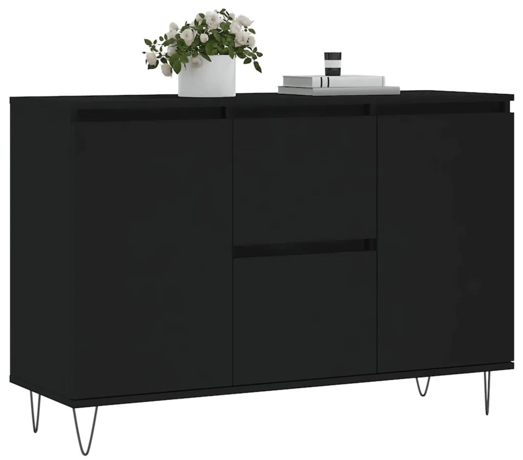 vidaXL Μπουφές Μαύρος 101,5 x 35 x 70 εκ. από Επεξεργασμένο Ξύλο
