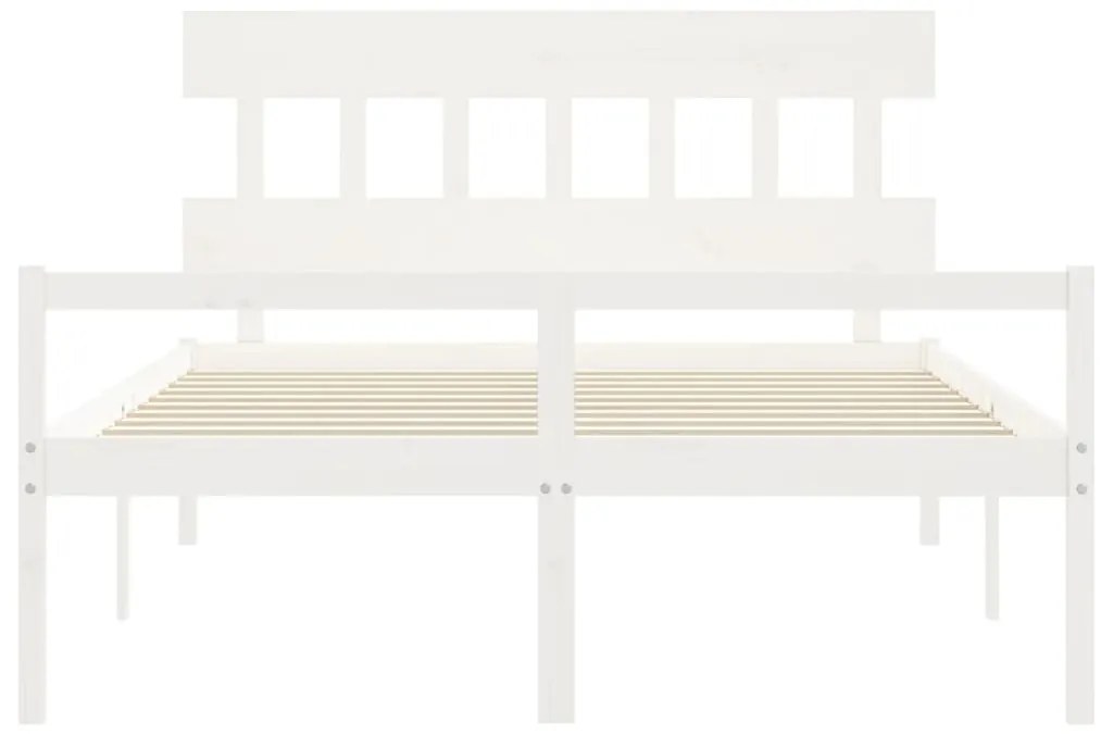 vidaXL Κρεβάτι Ηλικιωμένου με Κεφαλάρι 160 x 200 εκ. Λευκό Μασίφ Ξύλο