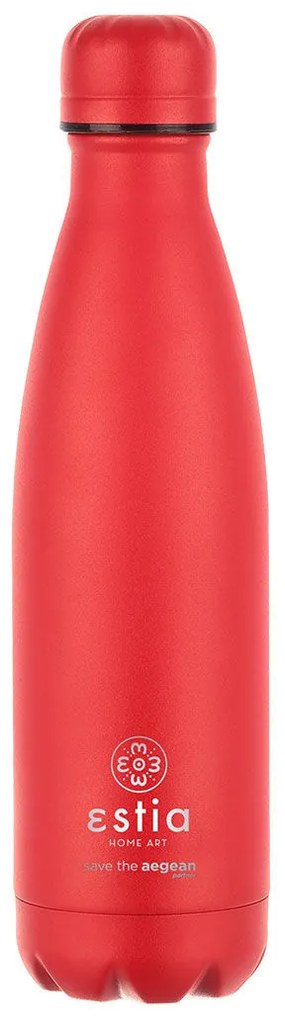 Θερμός-Μπουκάλι Ανοξείδωτο Flask Lite Save The Aegean Scarlet Red Estia 500ml-7x7x26,6εκ. 01-18054