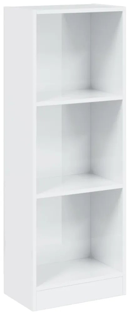 vidaXL Βιβλιοθήκη με 3 Ράφια Γυαλ. Λευκό 40x24x109 εκ. Επεξεργ. Ξύλο
