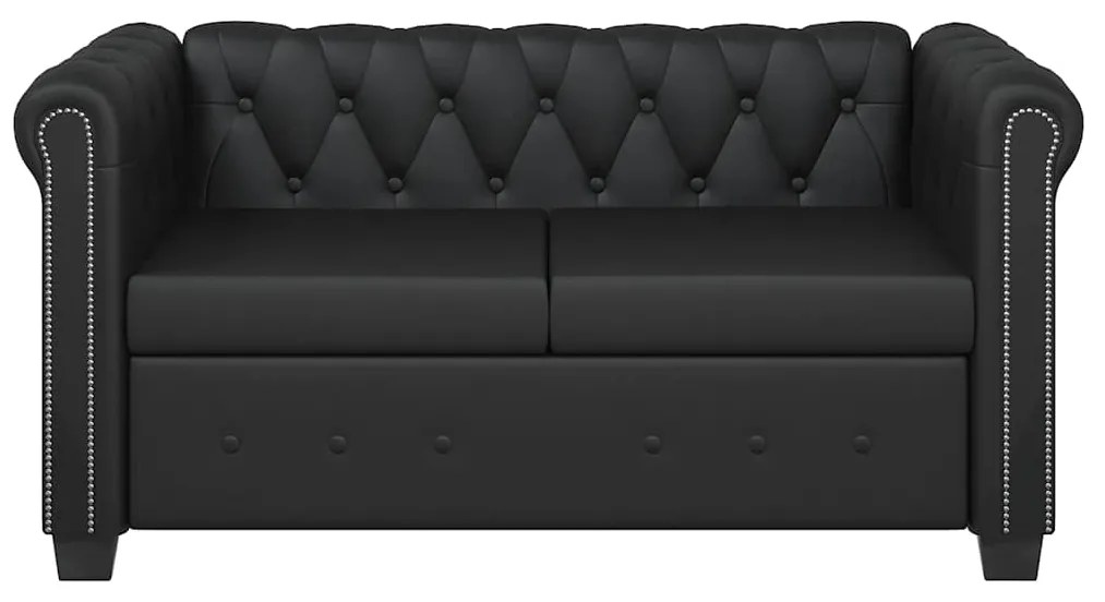 vidaXL Καναπέδες Chesterfield Διθέσιος + Τριθέσιος Μαύρο Συνθ. Δέρμα