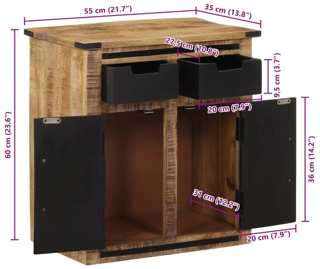 ΈΠΙΠΛΟ ΑΠΟΘΗΚΕΥΣΗΣ 2 ΣΥΡΤΑΡΙΑ 55X35X60 ΕΚ. ΜΑΣΙΦ ΞΥΛΟ ΜΑΝΓΚΟ 374060