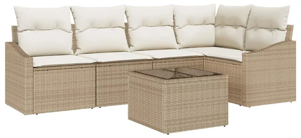 vidaXL Σετ Καναπέ Κήπου 6 pcs Μπεζ Πολυ ράταν
