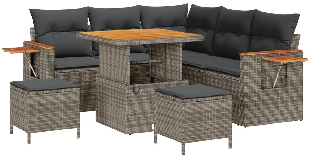 vidaXL Σετ Καναπέ Κήπου με μαξιλάρι 8 pcs Γκρι 80 x 80 x 71 cm
