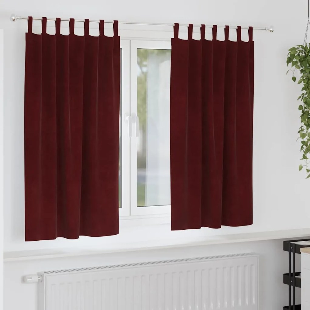 vidaXL Κουρτίνες με κουρτίνες 2 pcs Μπορντό 140 x 175 cm Βελούδο