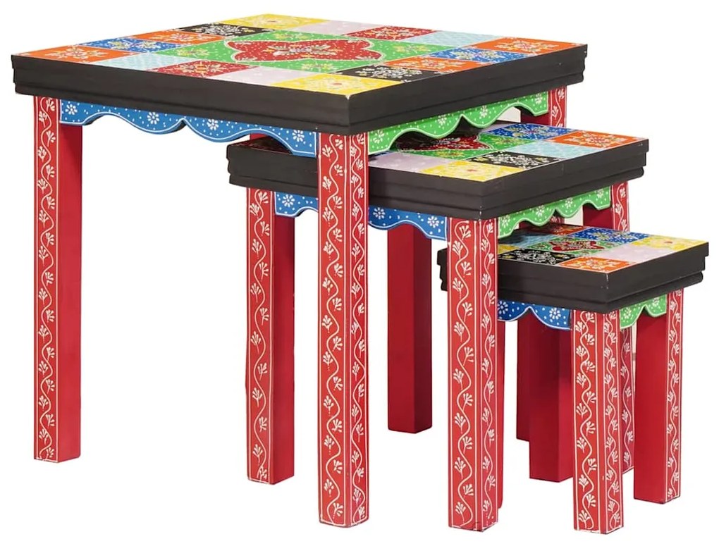 vidaXL Τετράγωνο τραπέζι 3 pcs Πολύχρωμο