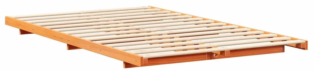 vidaXL Κρεβάτι δαπέδου Καφέ κεριού 140 x 190 cm Μασίφ ξύλο πεύκου