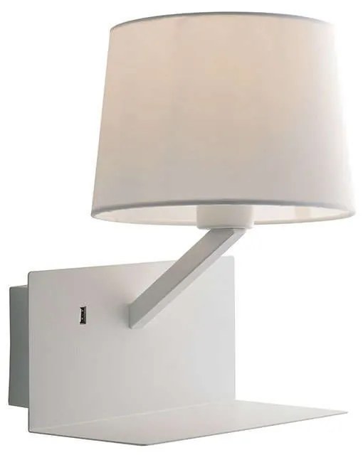 Φωτιστικό Τοίχου - Απλίκα Με Usb I-Ciak-AP Bco White Luce Ambiente Design Metal, Fabric