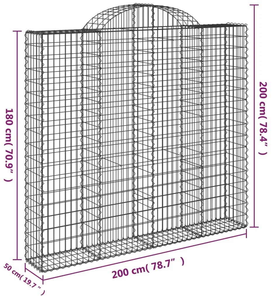 vidaXL Συρματοκιβώτια Τοξωτά 5 τεμ. 200x50x180/200 εκ. Γαλβαν. Ατσάλι