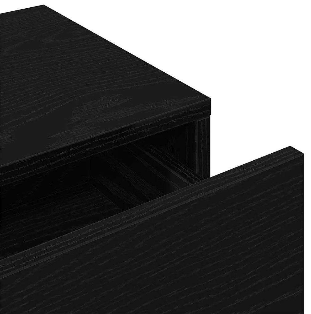 Ράφι τοίχου με συρτάρια Μαύρο 60x26,5x15 cm Ξύλινη κατασκευή - Μαύρο