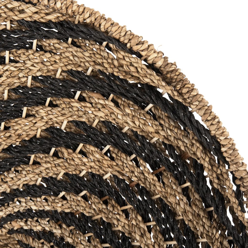 Διακοσμητικό Τοίχου Στρογγυλό Σπiral Όψη-Seagrass σε Μαύρο-Φυσικό Φ61x3 Εκ.