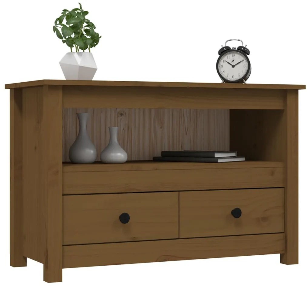 vidaXL Έπιπλο Τηλεόρασης Μελί Καφέ 79x35x52 εκ. από Μασίφ Ξύλο Πεύκου