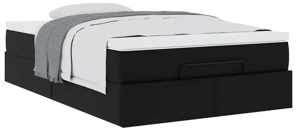 vidaXL Οθωμανικό κρεβάτι με στρώμα Μαύρο 120x200 cm Faux Leather