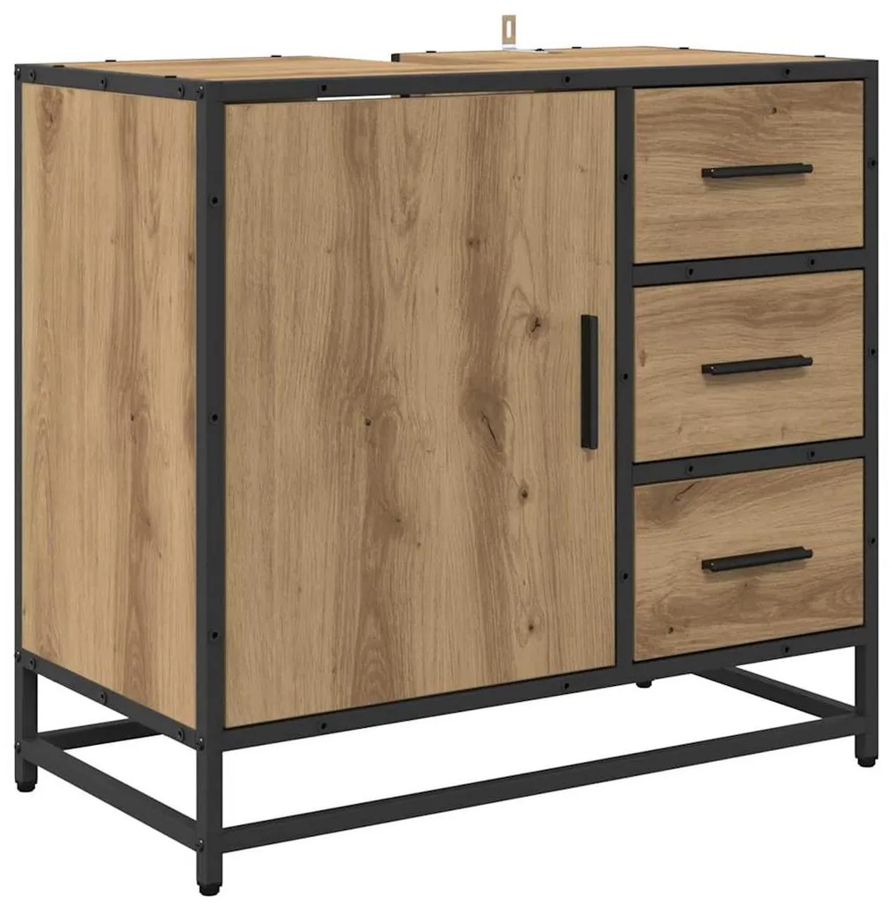 vidaXL Ντουλάπα Νιπτήρα Mπάνιου με ράφι artisan δρυς 65 x 33 x 60 εκ