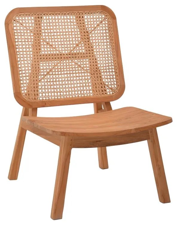 Καρέκλα Viborg φυσικό teak ξύλο-φυσικό rattan 60x75x87εκ 60x75x87 εκ.