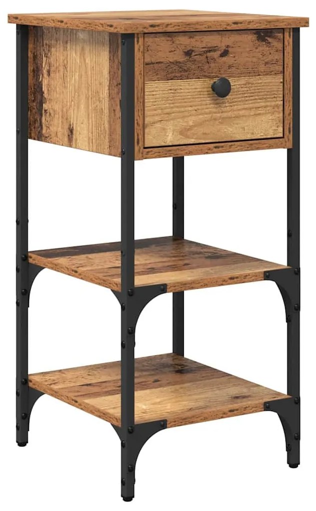 vidaXL Κομοδίνο με συρτάρι 2 pcs Παλαιό ξύλο 34 x 36 x 70 εκ