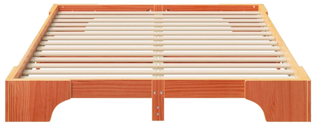 vidaXL Κρεβάτι δαπέδου με αποθήκευση Καφέ 140 x 210 εκ. ξύλο