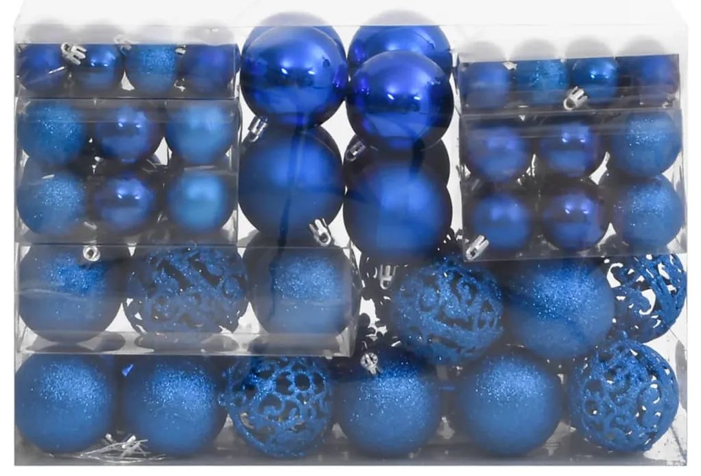 vidaXL Σετ Μπάλες Χριστουγεννιάτικες 111 τεμ. Μπλε από Πολυστυρένιο