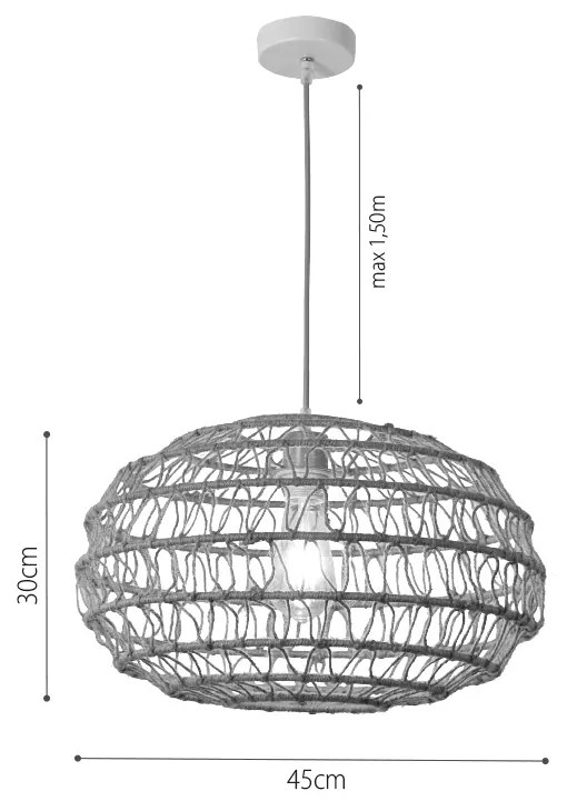 Κρεμαστό Φωτιστικό από σχοινί 1xE27 D:45cm (4041-B) - 4041-B - 4041-B