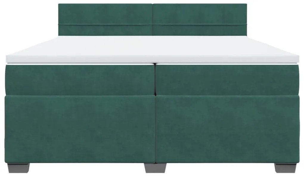 vidaXL Κρεβάτι Boxspring με Στρώμα Σκούρο Πράσινο 200x200εκ. Βελούδινο
