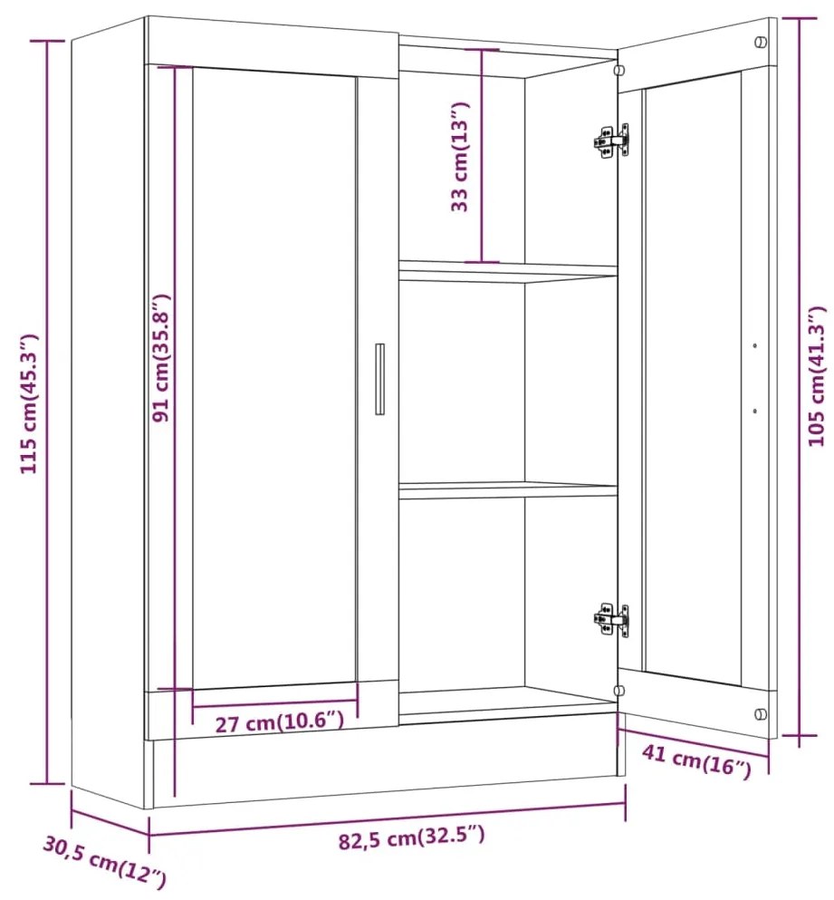 ΒΙΤΡΙΝΑ ΓΚΡΙ SONOMA 82,5 X 30,5 X 115 ΕΚ. ΕΠΕΞΕΡΓΑΣΜΕΝΟ ΞΥΛΟ 815619