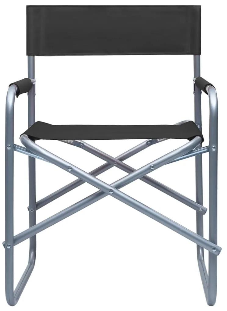 Καρέκλες Σκηνοθέτη 2 τεμ. Μαύρες Ατσάλινες - Μαύρο