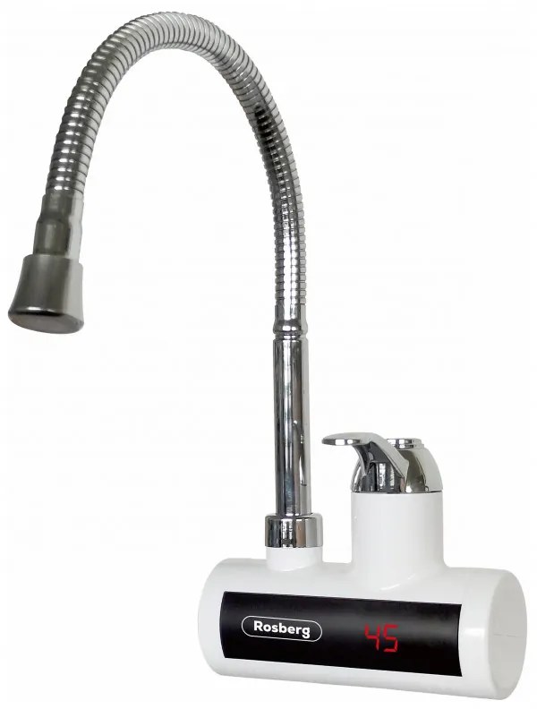 Θερμοσίφωνας με εύκαμπτο στόμιο Rosberg R57100BF, 3600W, Με οθόνη, Μέχρι 60C, Για τοίχο, Λευκό