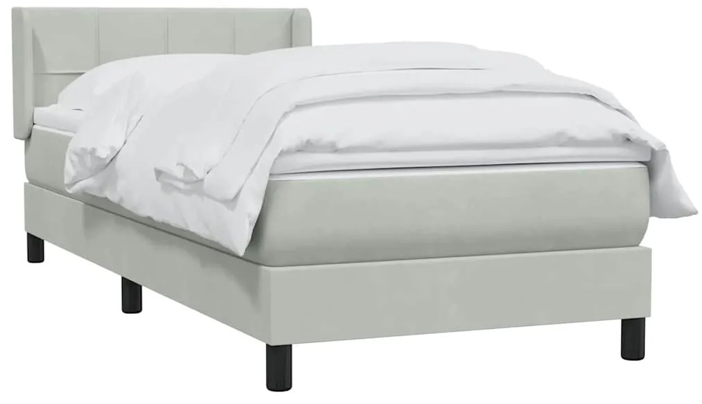 vidaXL Box Spring κρεβάτι με στρώμα ανοιχτό γκρι 80x220 cm Βελούδινο